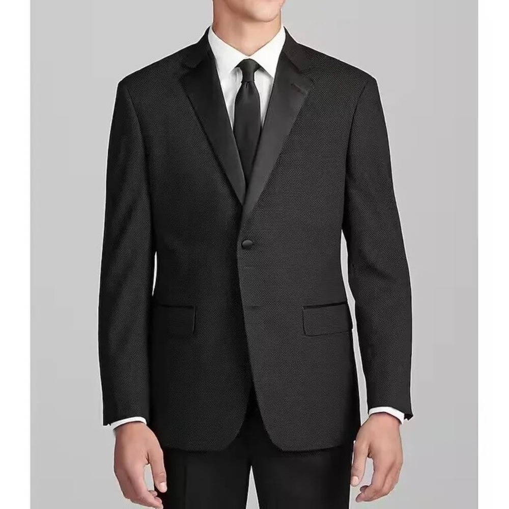 Jos A Bank Men's Dinner Jacket Blazer Black Tailored Fit‎ 40R Wool Blend C070551